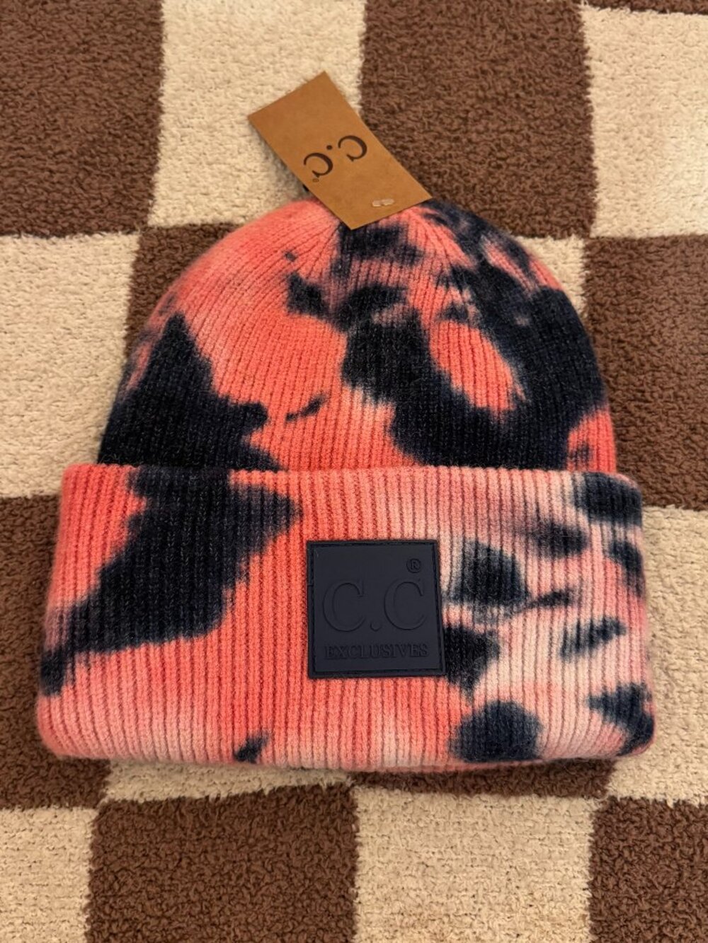 Pink & Dark Blue Oversized Beanie NWT